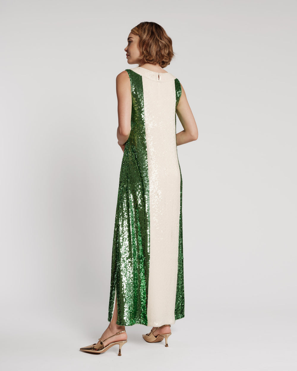 Sequin Maxi Dress - Green/Oyster Dresses Frances Valentine