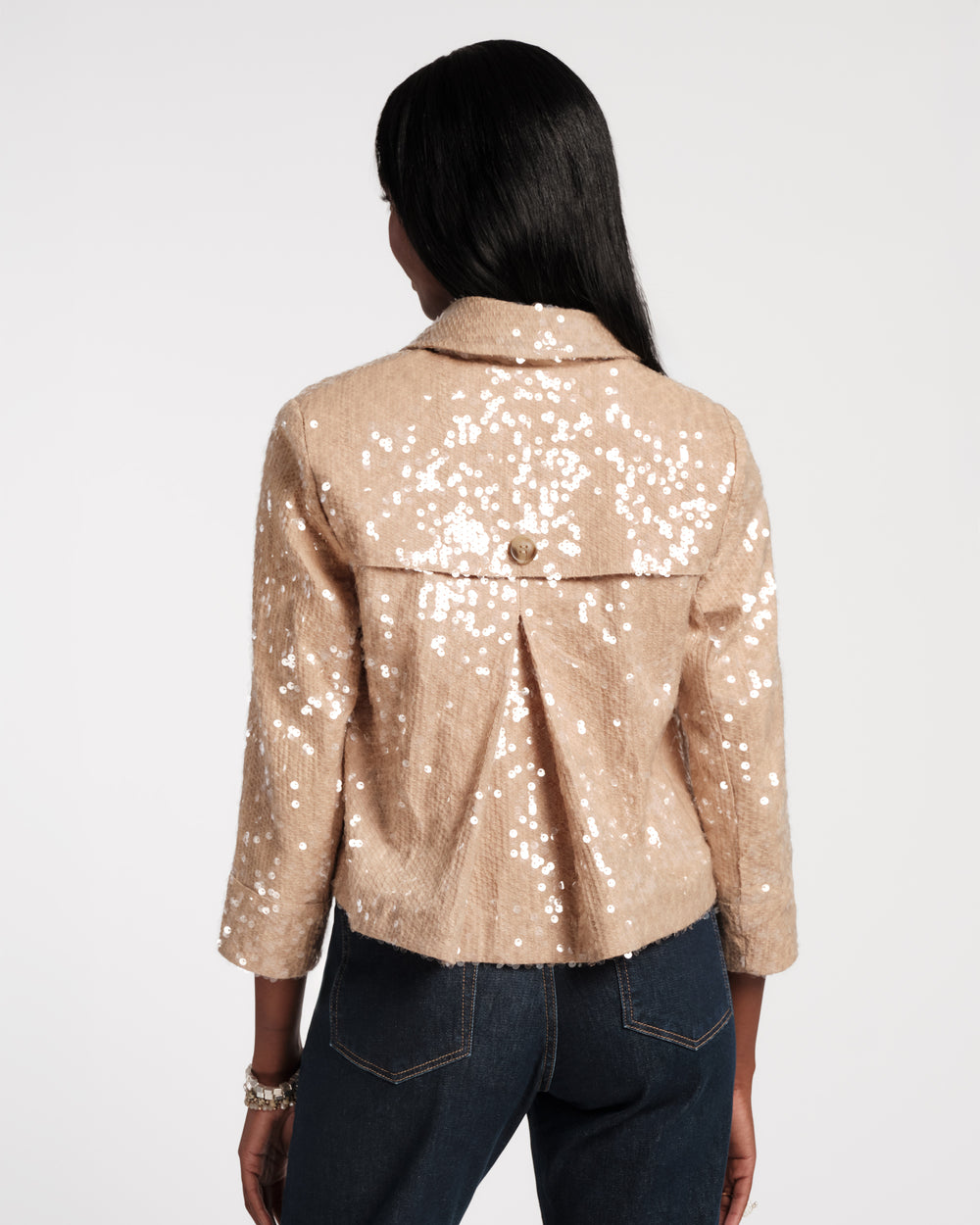 Sequin Moto Jacket - Champagne Coats & Jackets Frances Valentine