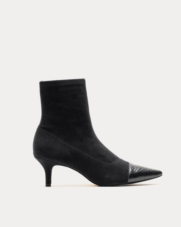 Serena Boot - Stretch Suede Black Heels Frances Valentine
