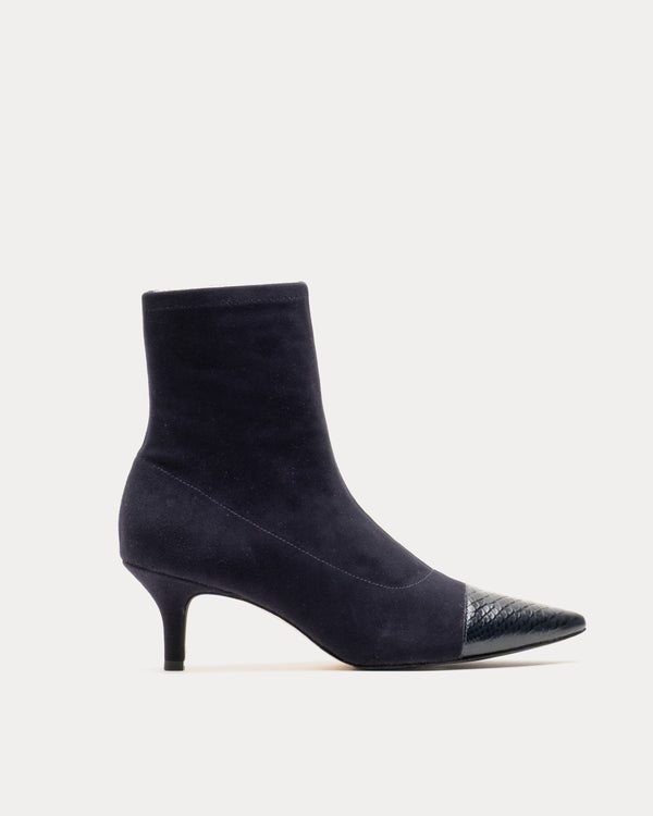 Serena Boot - Stretch Suede Navy Heels Frances Valentine