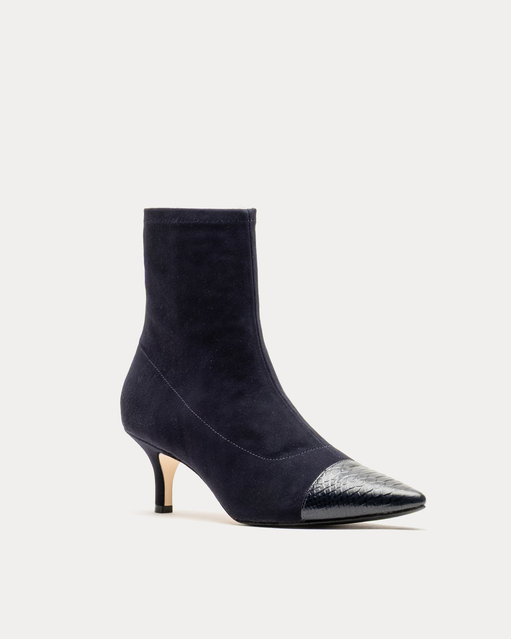 Serena Boot - Stretch Suede Navy Heels Frances Valentine