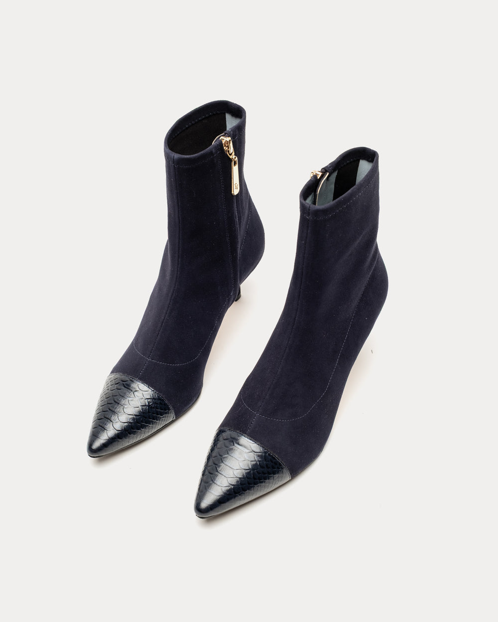 Serena Boot - Stretch Suede Navy Heels Frances Valentine