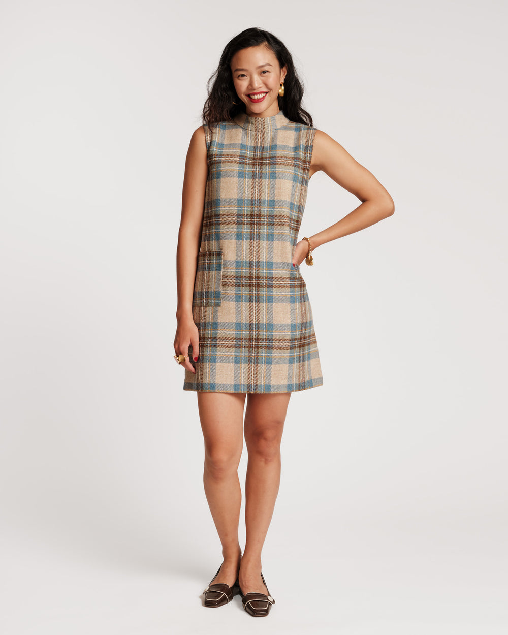 Ellen Wool Shift Dress - Stewart Plaid Dresses Frances Valentine