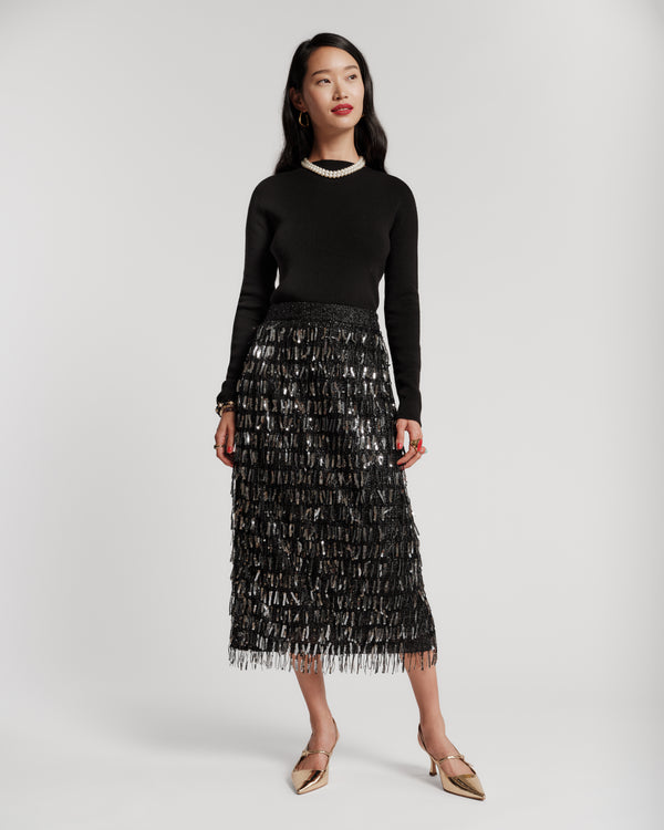 Shimmy Skirt - Black Sequin Skirts Frances Valentine