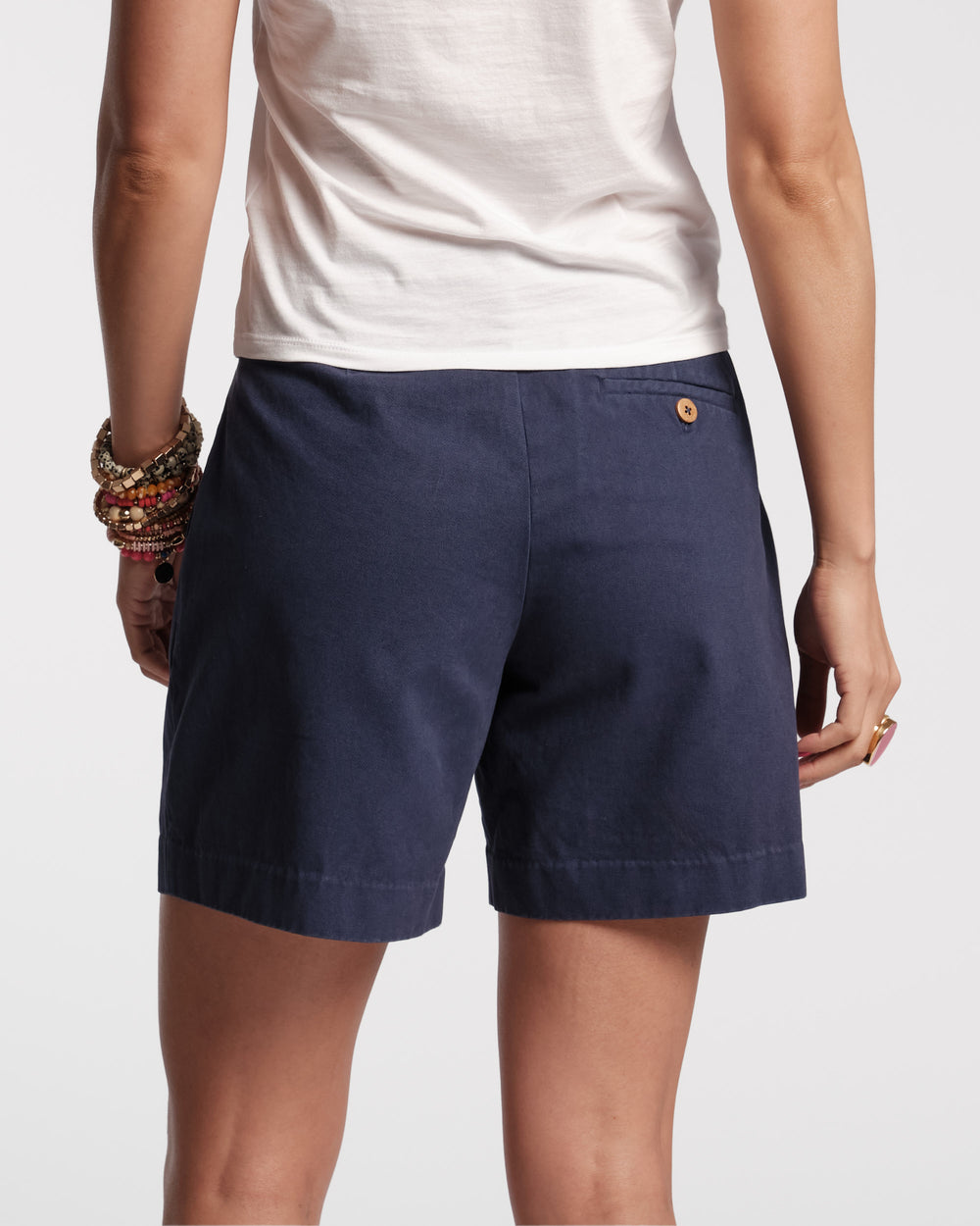 Benny Pleated Cotton Short - Navy Shorts Frances Valentine