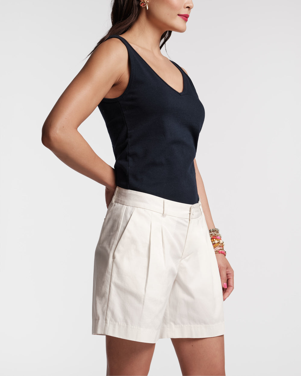 Benny Pleated Short - White Shorts Frances Valentine