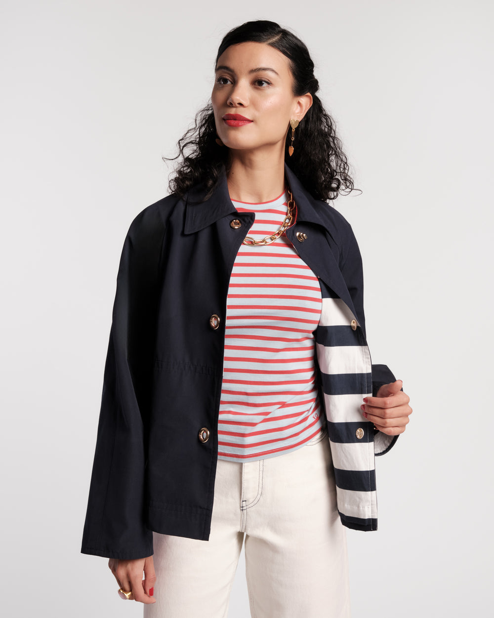 Short Spiffy Trench Coat - Navy Coats & Jackets Frances Valentine