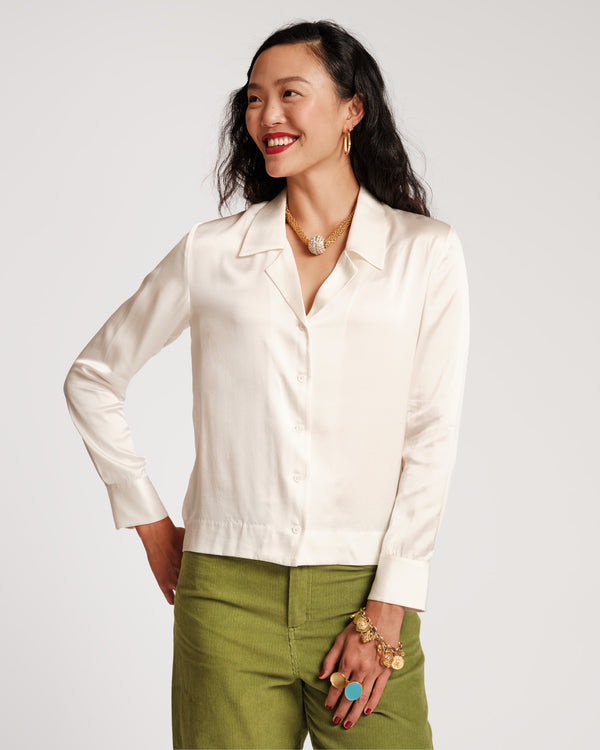 Katherine Silk Blouse - Ivory Tops Frances Valentine