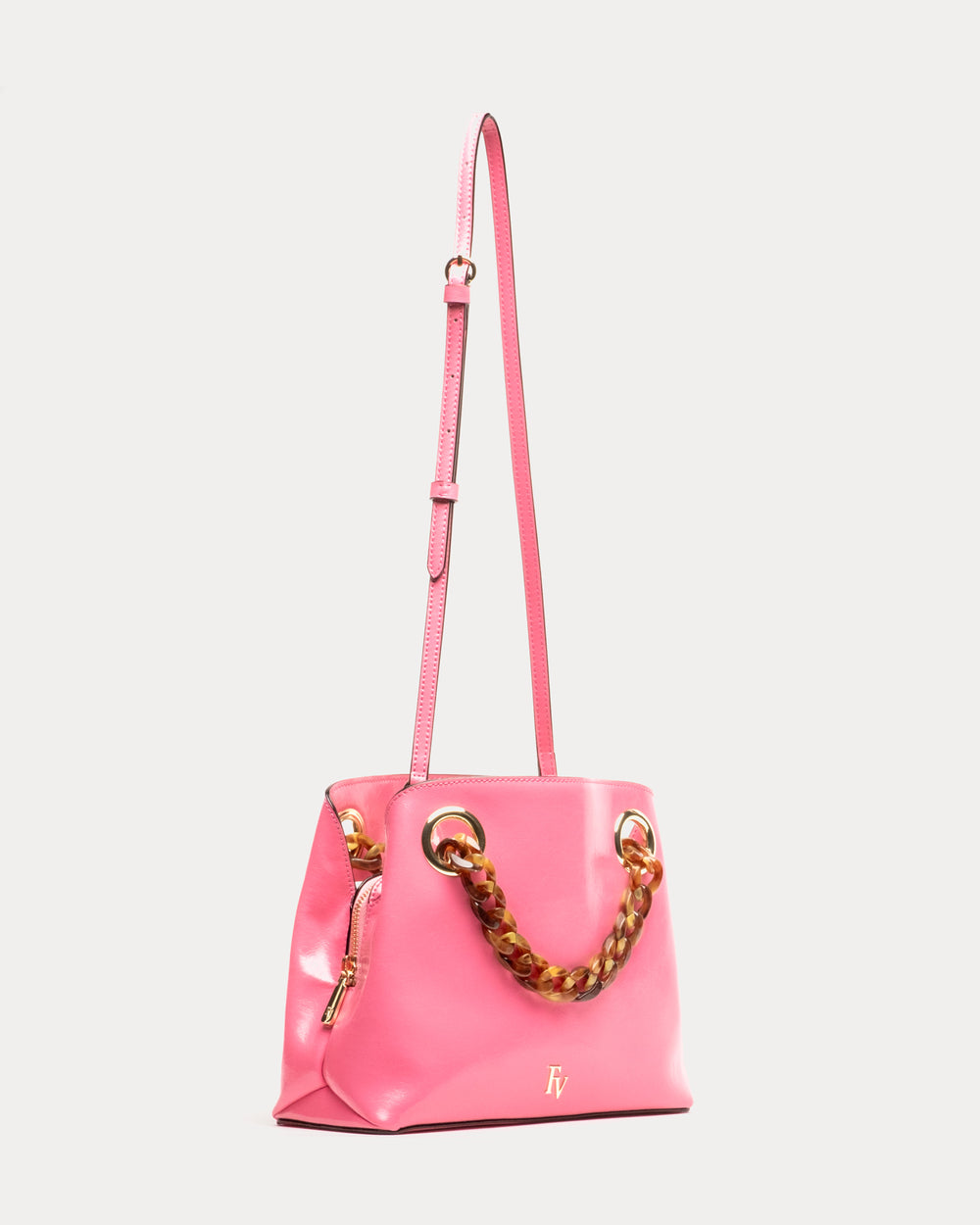 Skip Tote - Crinkled Leather Pink Handbag Frances Valentine