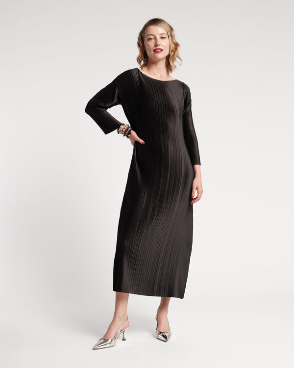 Slinky Pleated Maxi Dress - Black Dresses Frances Valentine