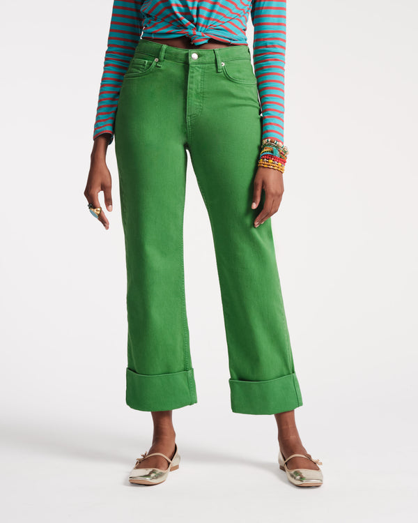 Smarty Cuffed Jeans - Green Pants Frances Valentine