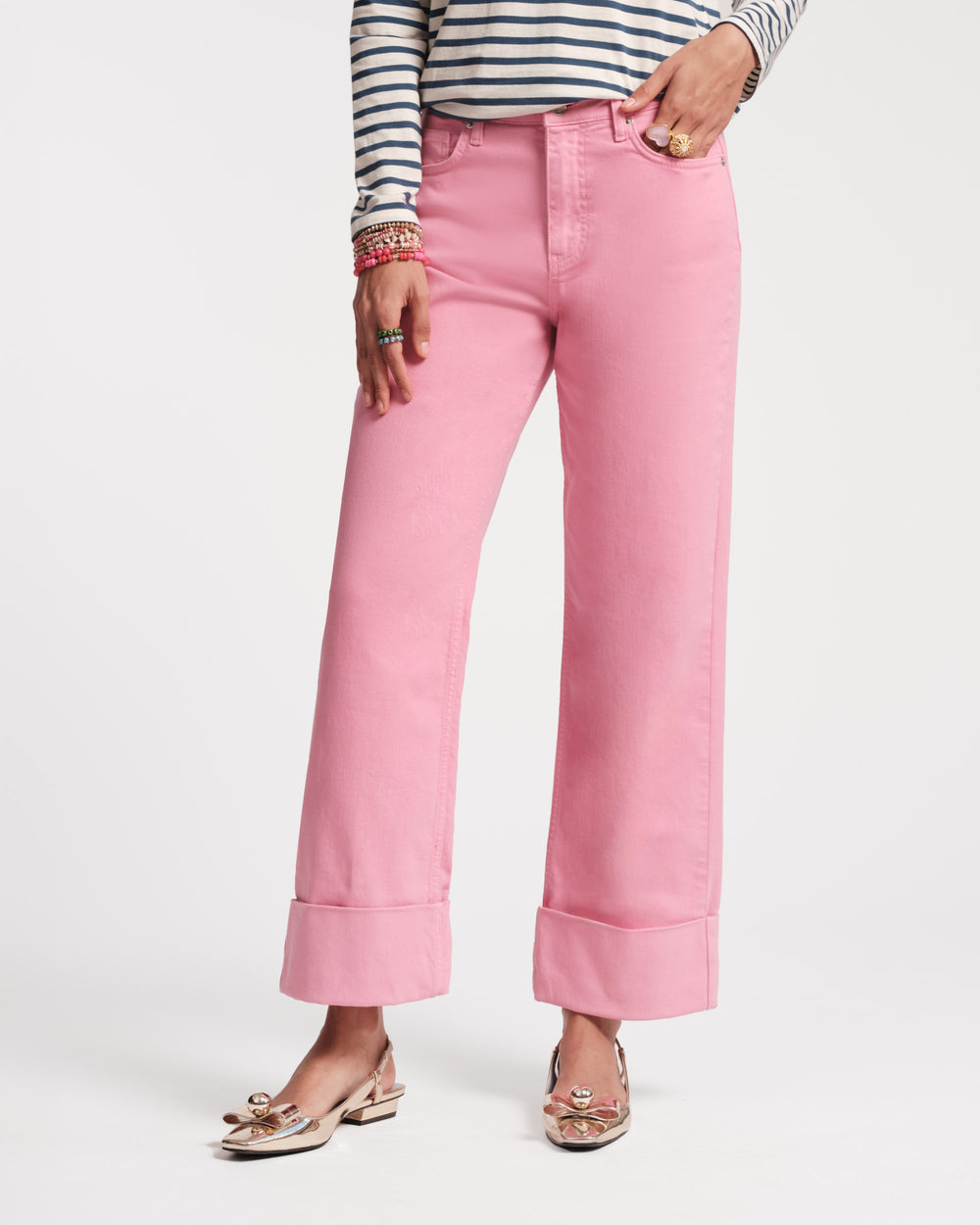 Smarty Cuffed Jeans - Pink Pants Frances Valentine