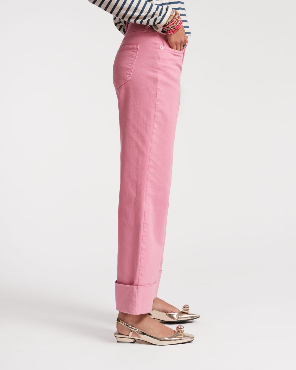Smarty Cuffed Jeans - Pink Pants Frances Valentine