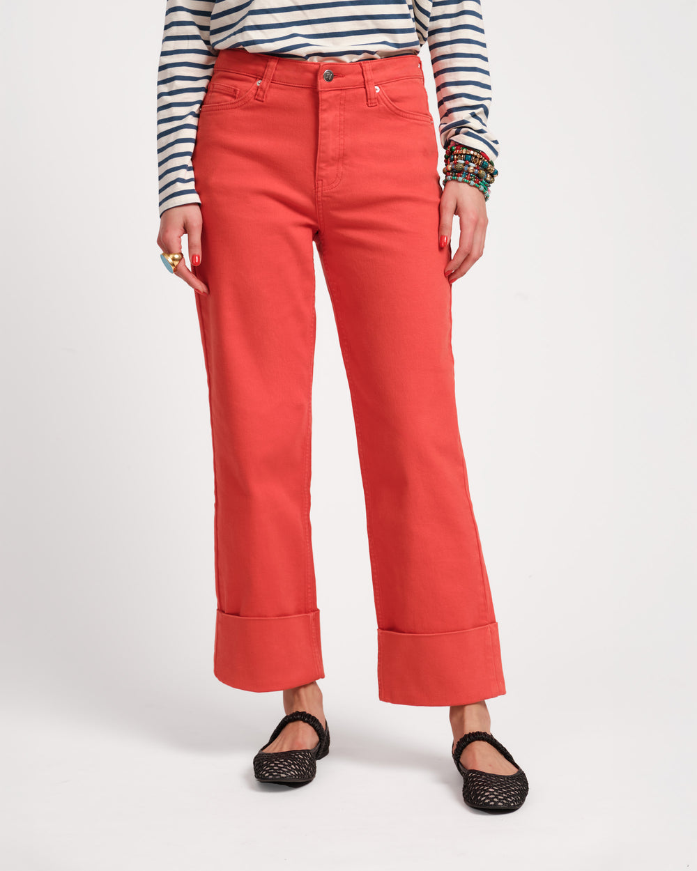Smarty Cuffed Jeans - Red Pants Frances Valentine
