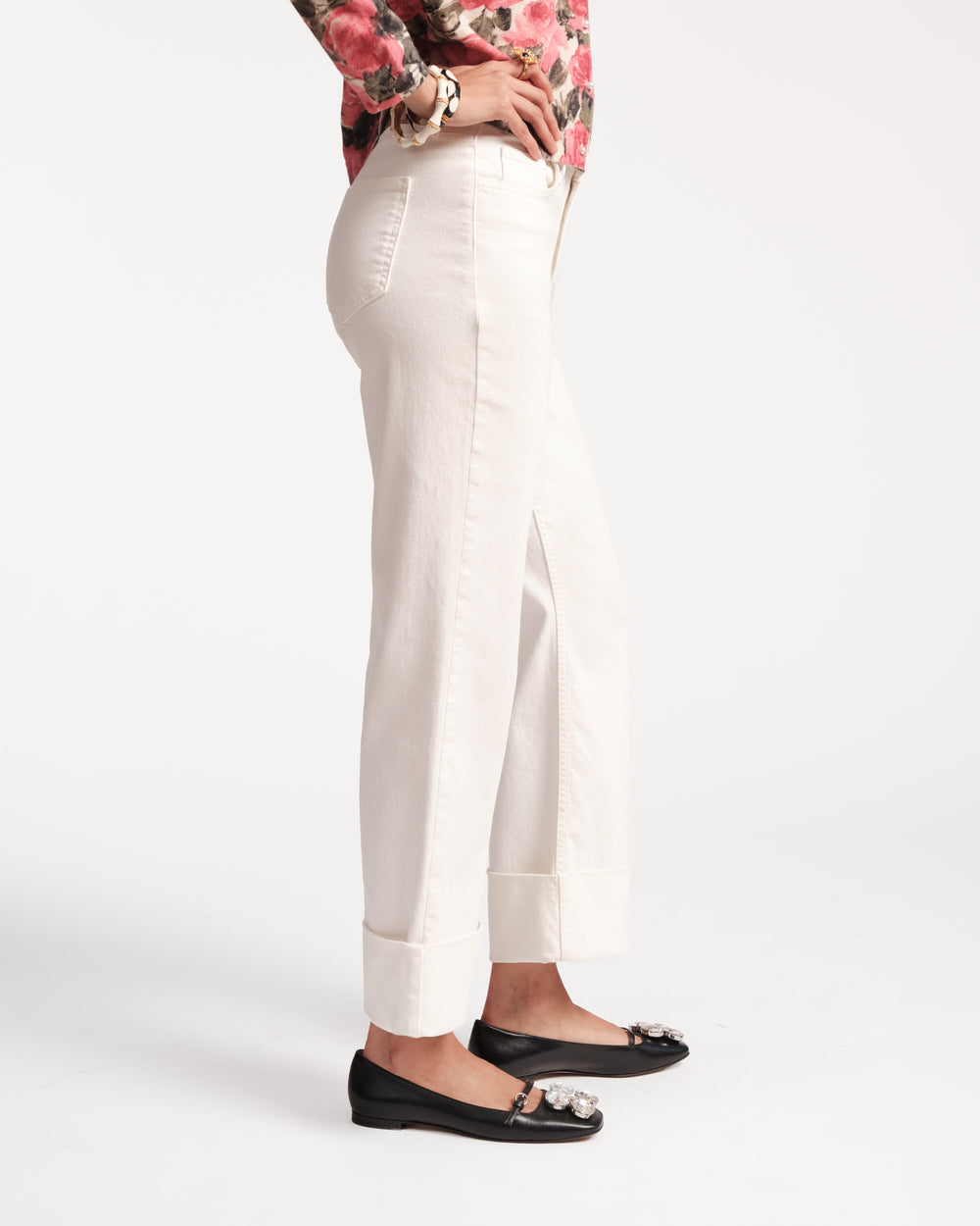 Smarty Cuffed Jeans - White Pants Frances Valentine