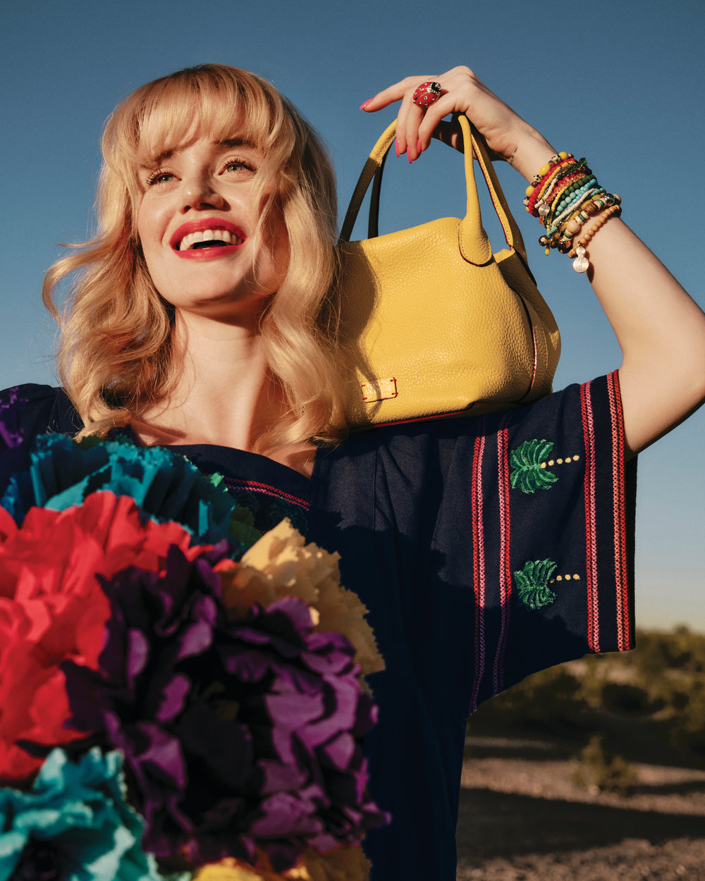Teeny Sweet Pea - Tumbled Leather Canary Handbag Frances Valentine