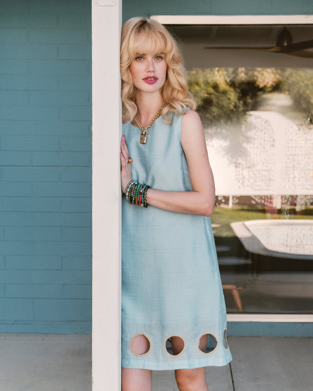 Lily Cut Out Mini Dress - Air Blue Dresses Frances Valentine