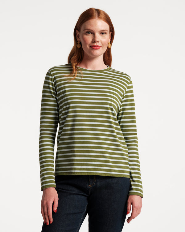 Long Sleeve Striped T Shirt - Olive/Light Blue Shirt Frances Valentine