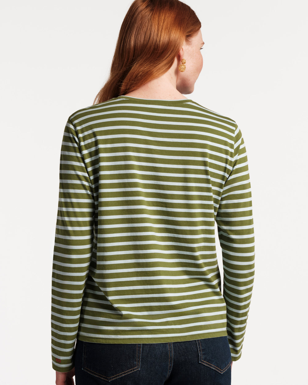 Long Sleeve Striped T Shirt - Olive/Light Blue Shirt Frances Valentine
