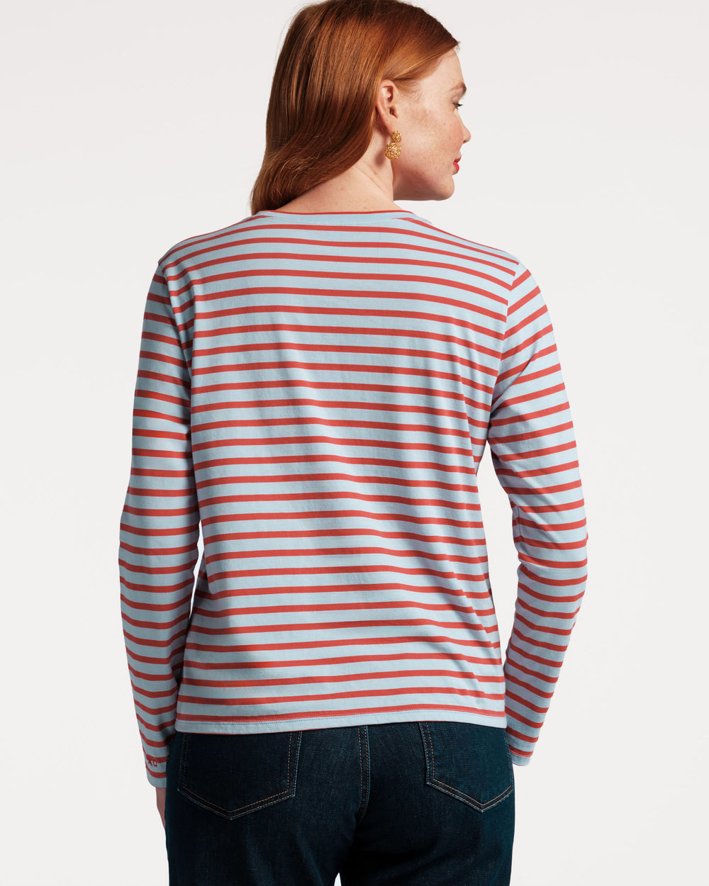 Long Sleeve Striped T Shirt - Light Blue/Red Shirt Frances Valentine