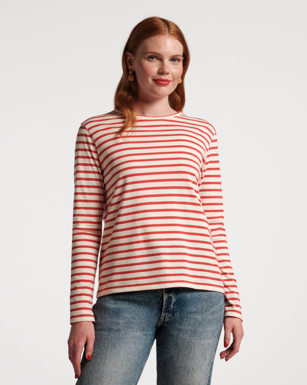 Long Sleeve Striped Tee Shirt - Red/White Shirt Frances Valentine