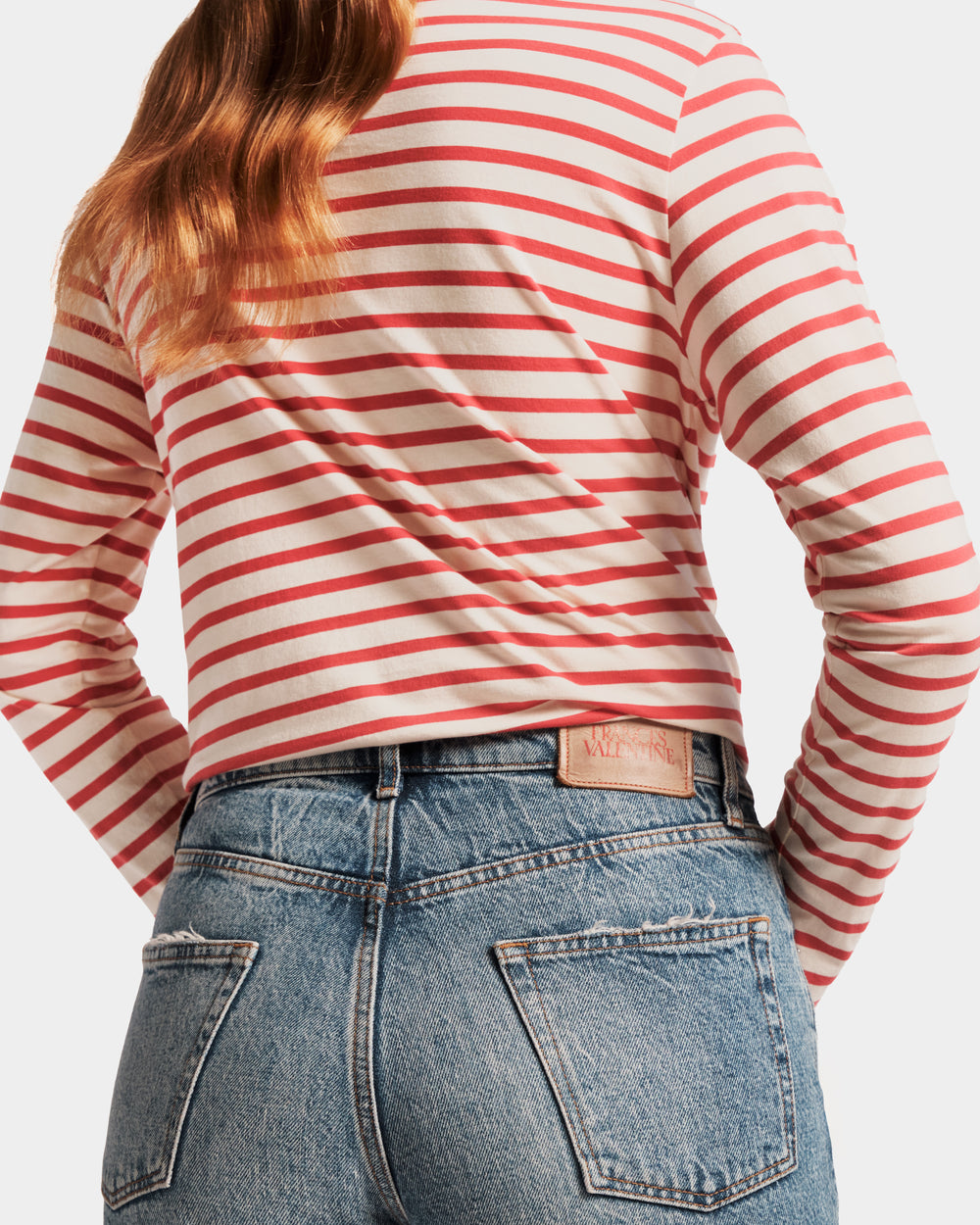 Long Sleeve Striped Tee Shirt - Red/White Shirt Frances Valentine