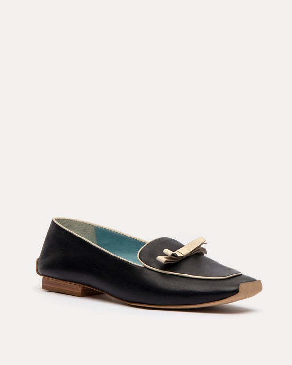 Suzanne Loafer - Leather Black Oyster Loafers Frances Valentine