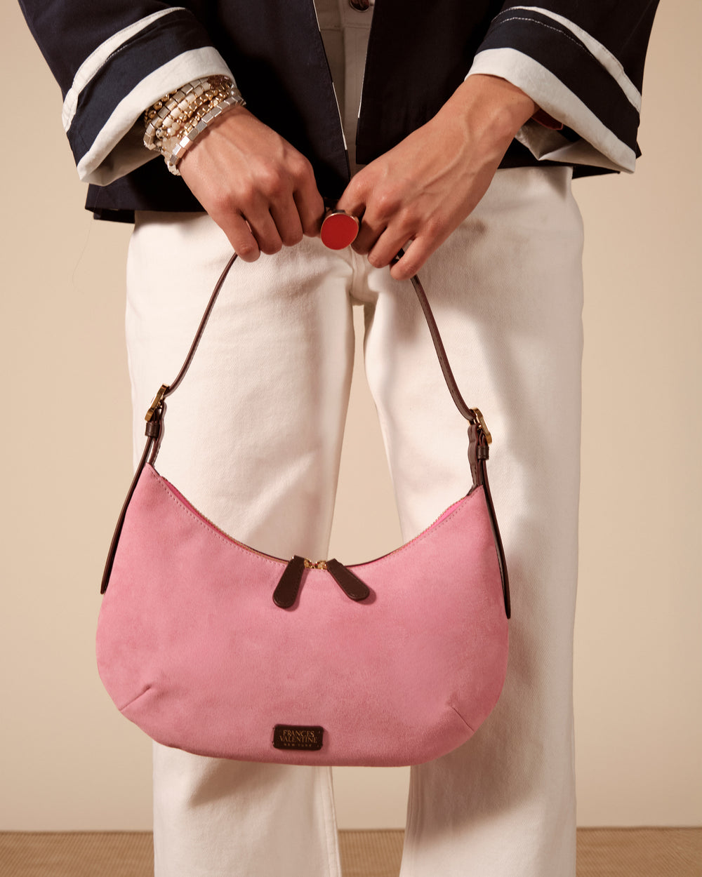 Starr Hobo Suede - Pink Handbag Frances Valentine