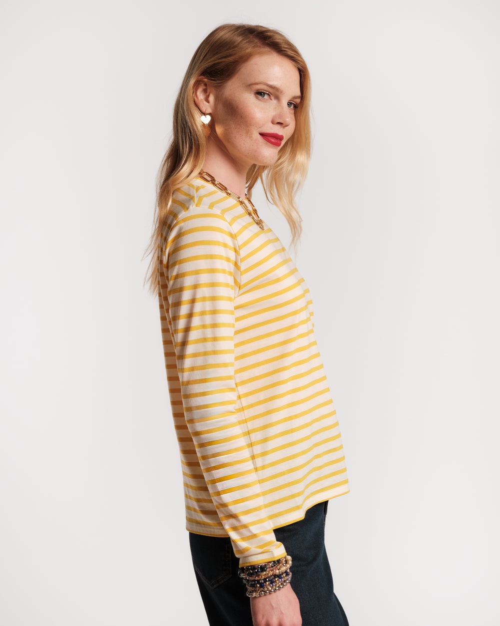 Long Sleeve Stripe T Shirt - Egg Yolk Tops Frances Valentine