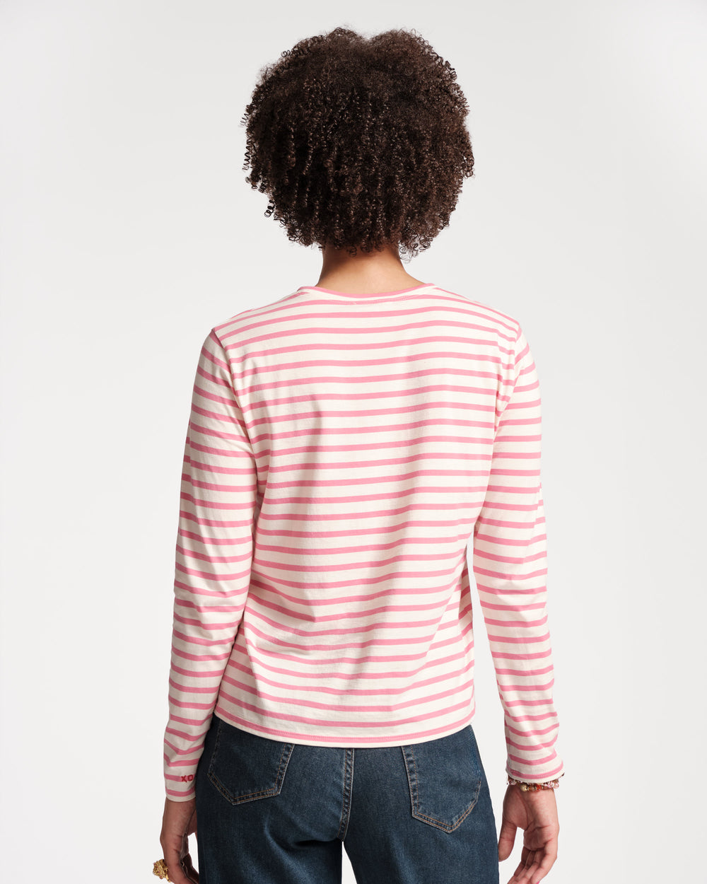 Long Sleeve Striped T Shirt - Oyster Pink Tops Frances Valentine