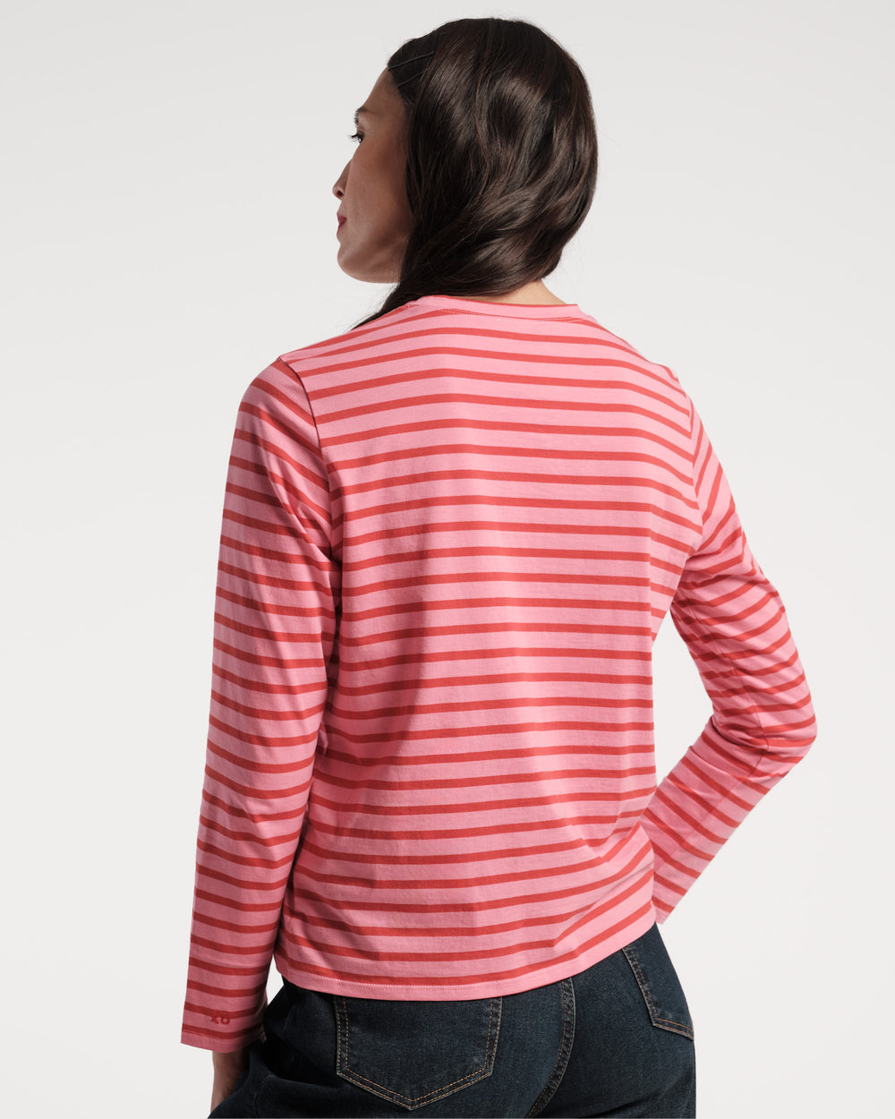 Long Sleeve Striped T Shirt - Pink Red Tops Frances Valentine