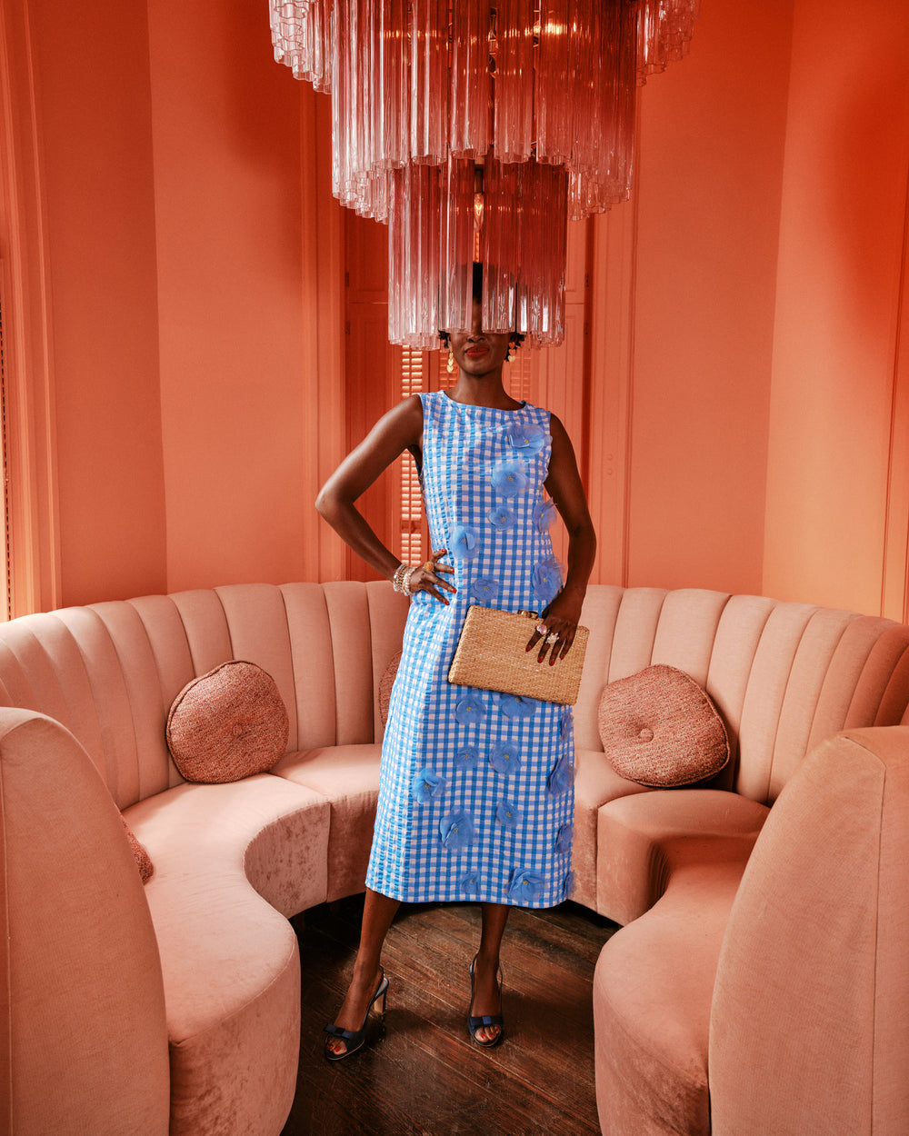 Origami Gingham Dress - Blue Dresses Frances Valentine