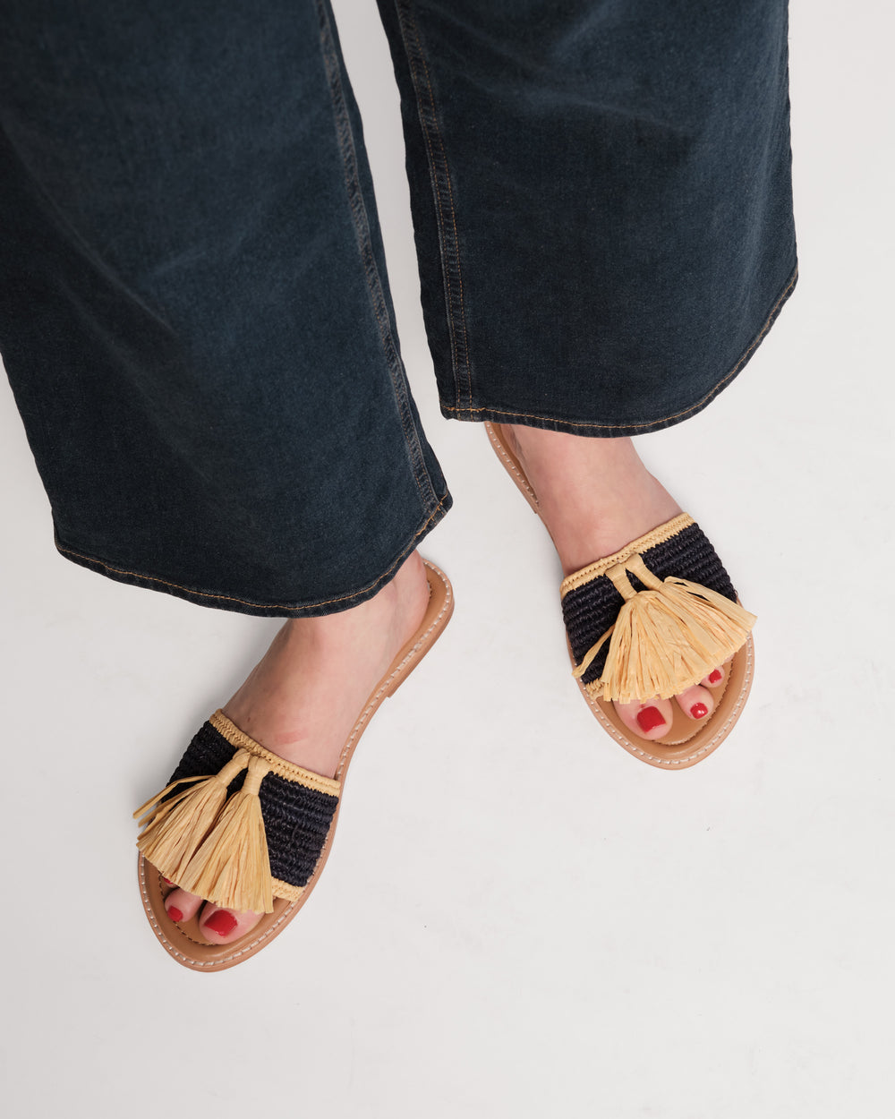 Raffia Tassle Sandal - Natural Sandals Frances Valentine