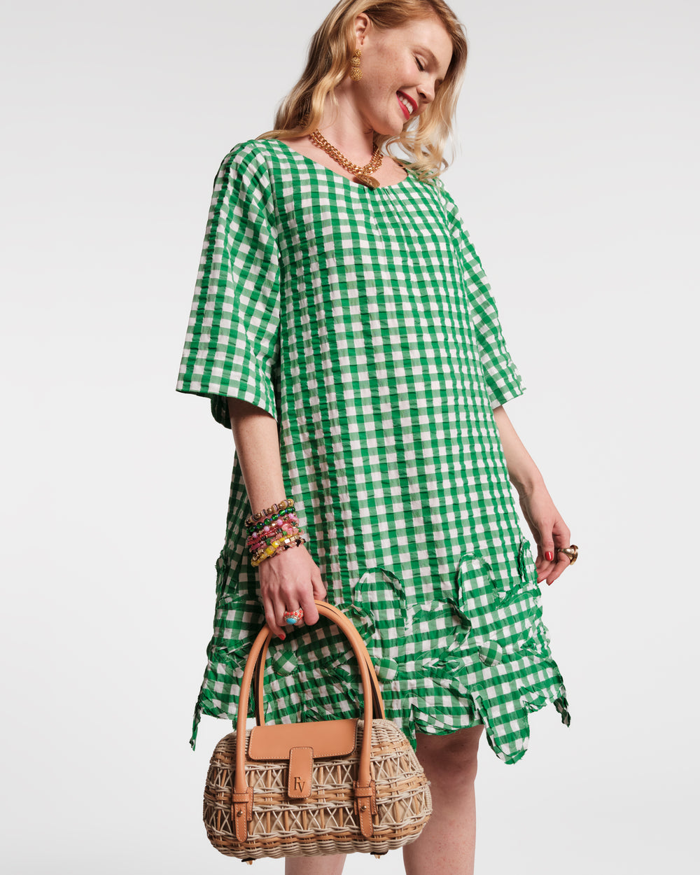 Zennia Mini Gingham Dress - Green Dresses Frances Valentine