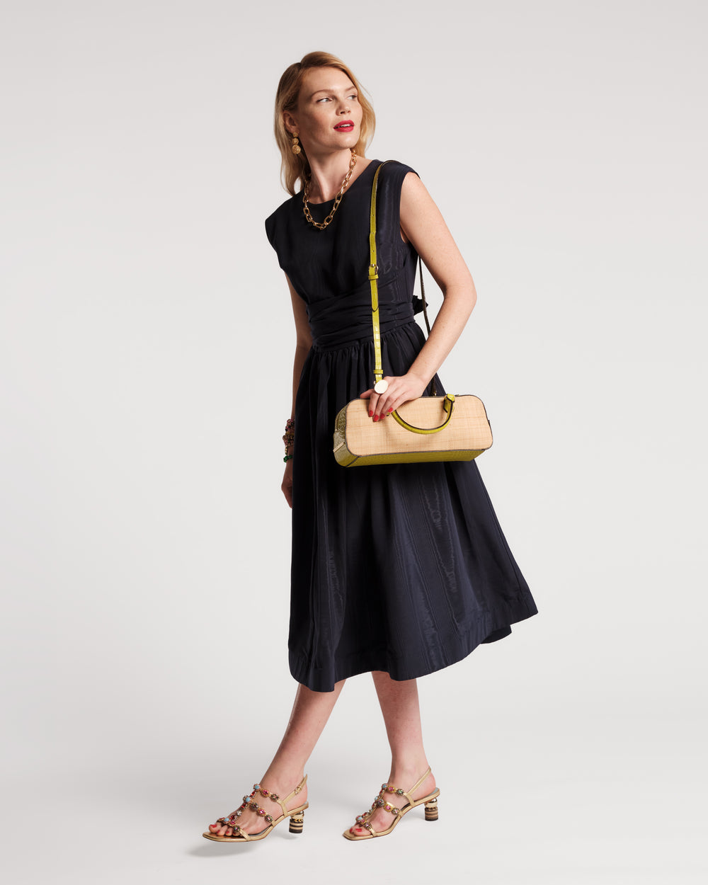 E/W Tote Raffia - Natural/Chartreuse Handbag Frances Valentine