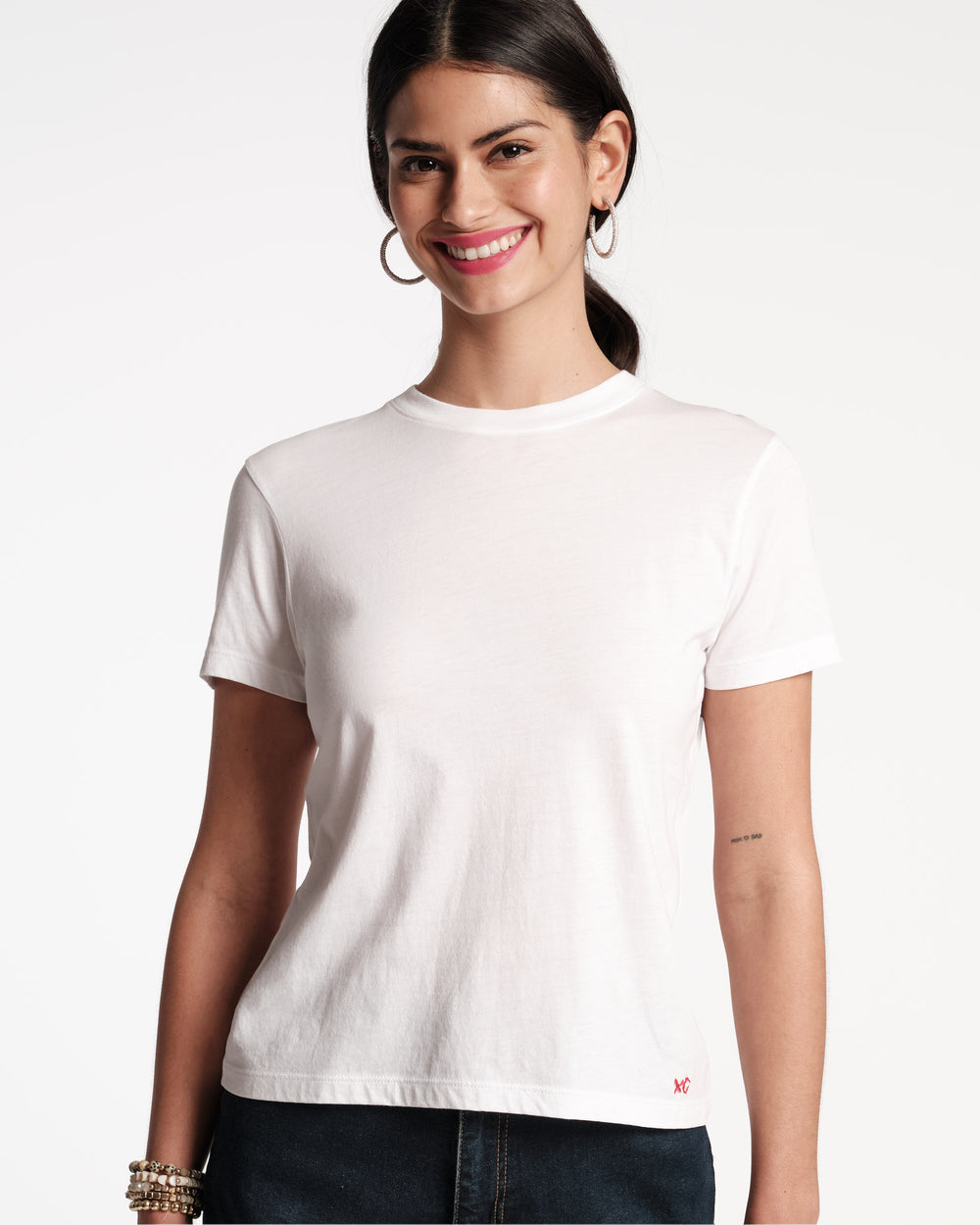 Super Pima Crewneck Tee Shirt - White Tops Frances Valentine