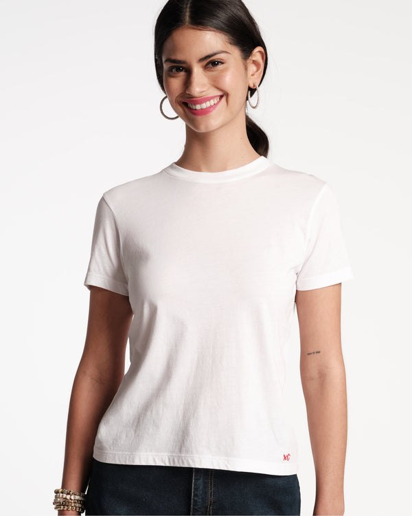 Super Pima Crewneck Tee Shirt - White Tops Frances Valentine