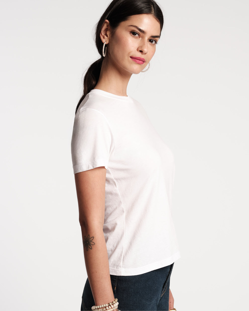 Super Pima Crewneck Tee Shirt - White Tops Frances Valentine