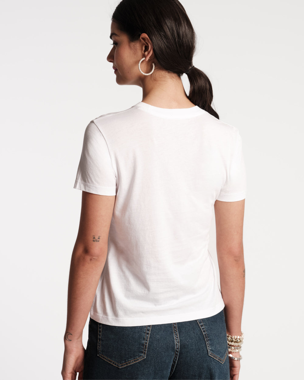 Super Pima Crewneck Tee Shirt - White Tops Frances Valentine