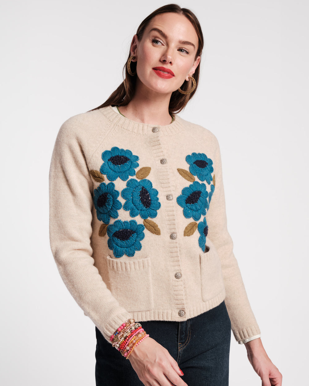 Bouquet Flower Cardigan - Blue Sweater Frances Valentine