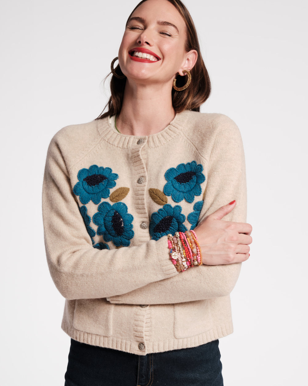 Bouquet Flower Cardigan - Blue Sweater Frances Valentine