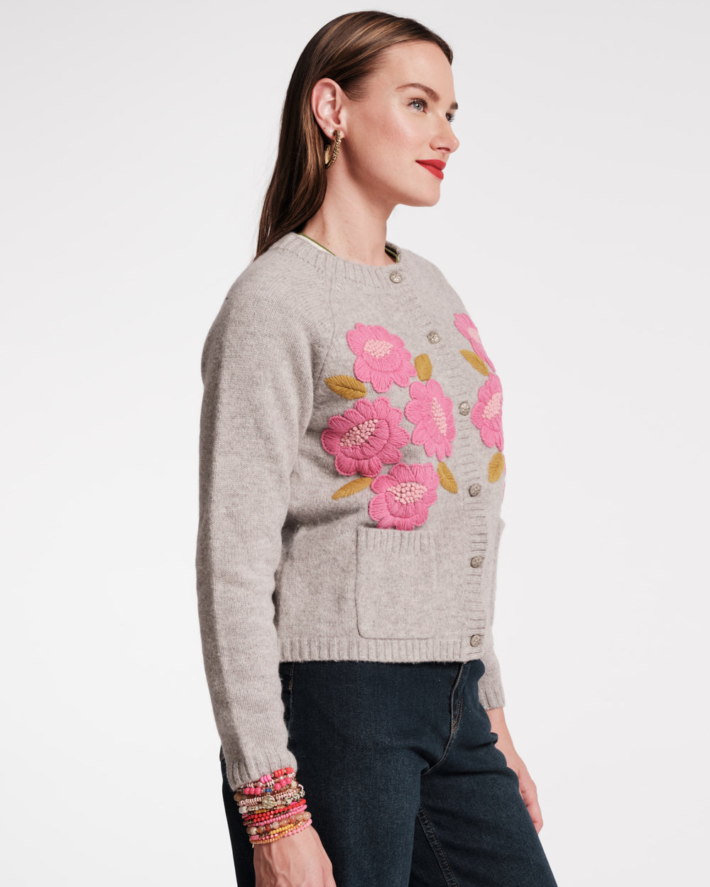 Bouquet Flower Cardigan - Pink Sweater Frances Valentine