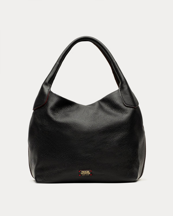 Sweet Pea Tote - Tumbled Leather Black Shoulder Bag Frances Valentine