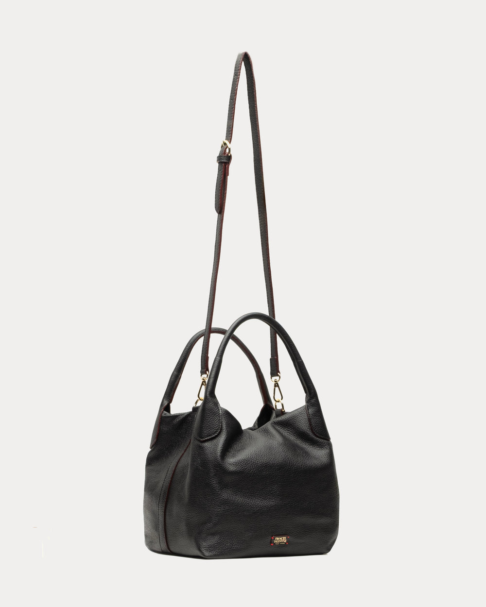 Sweet Pea Tote - Tumbled Leather Black Shoulder Bag Frances Valentine