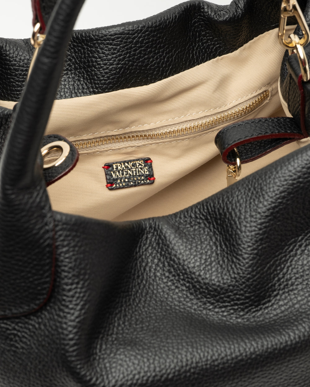 Sweet Pea Tote - Tumbled Leather Black Shoulder Bag Frances Valentine