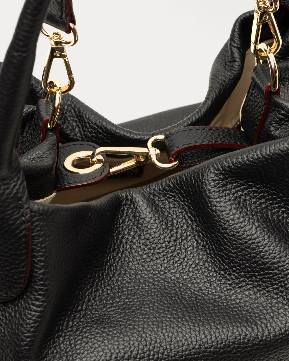 Sweet Pea Tote - Tumbled Leather Black Shoulder Bag Frances Valentine