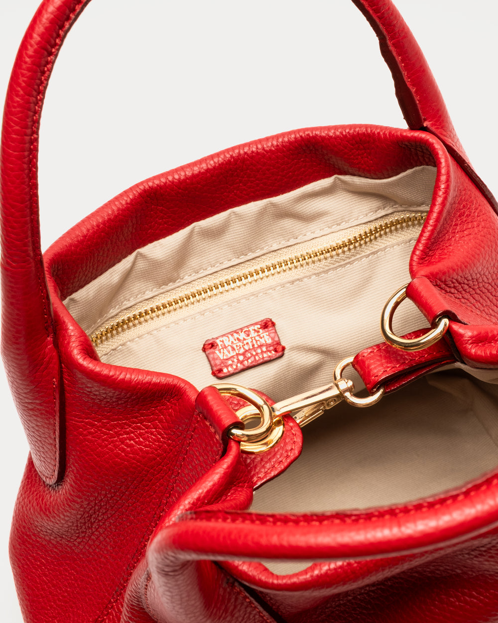 Mini Sweet Pea - Tumbled Leather Red Small Tote Frances Valentine