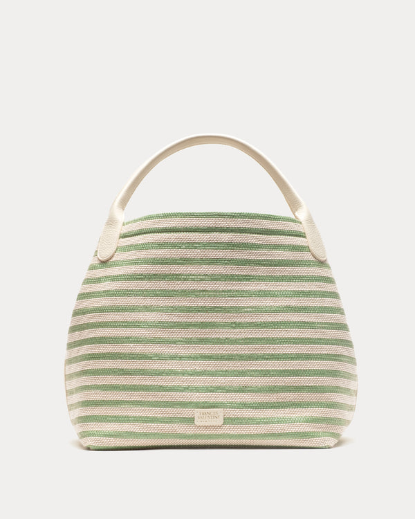 Sweet Pea Raffia - Green Stripe Large Tote Frances Valentine