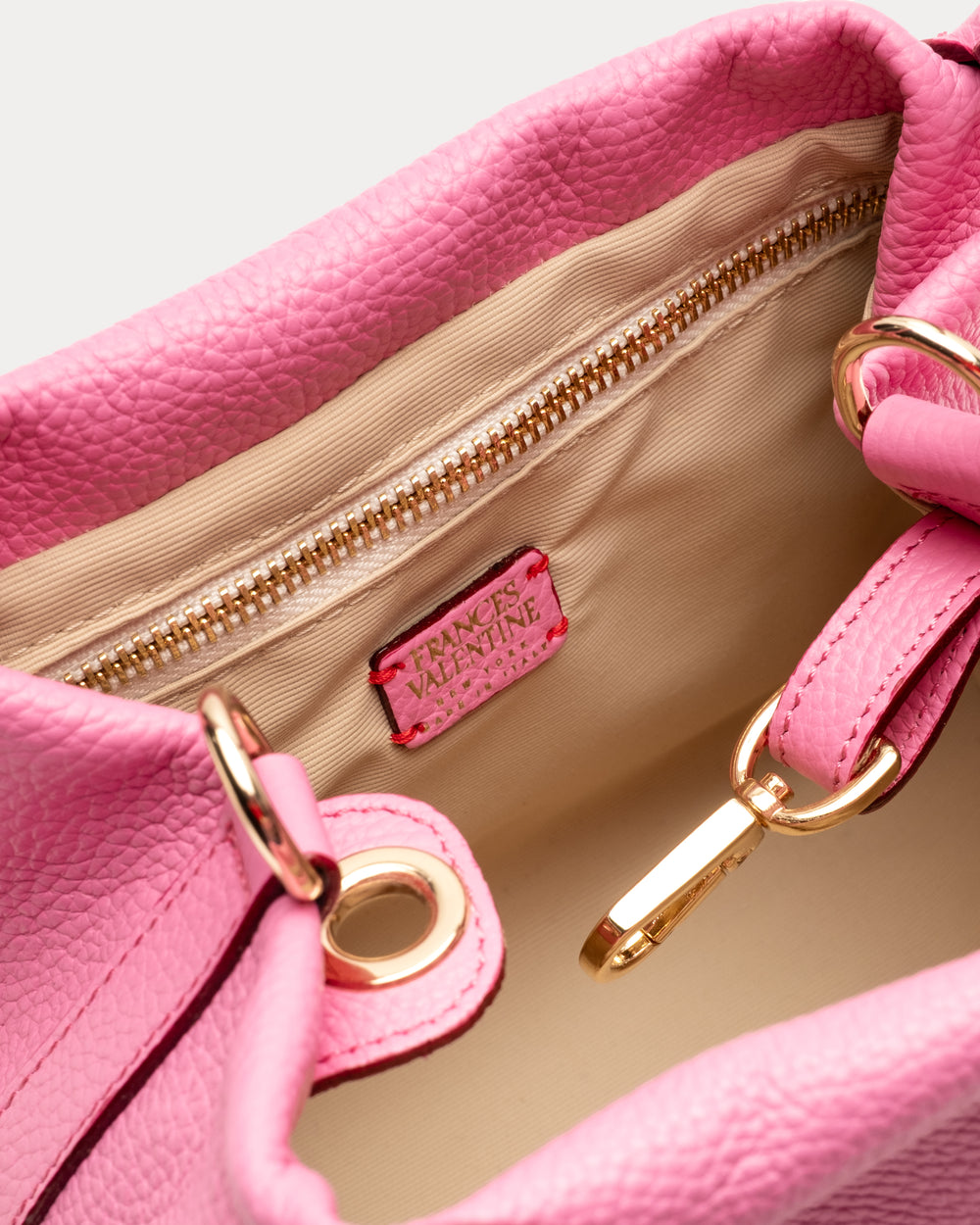 Teeny Sweet Pea - Tumbled Leather Pink Handbag Frances Valentine