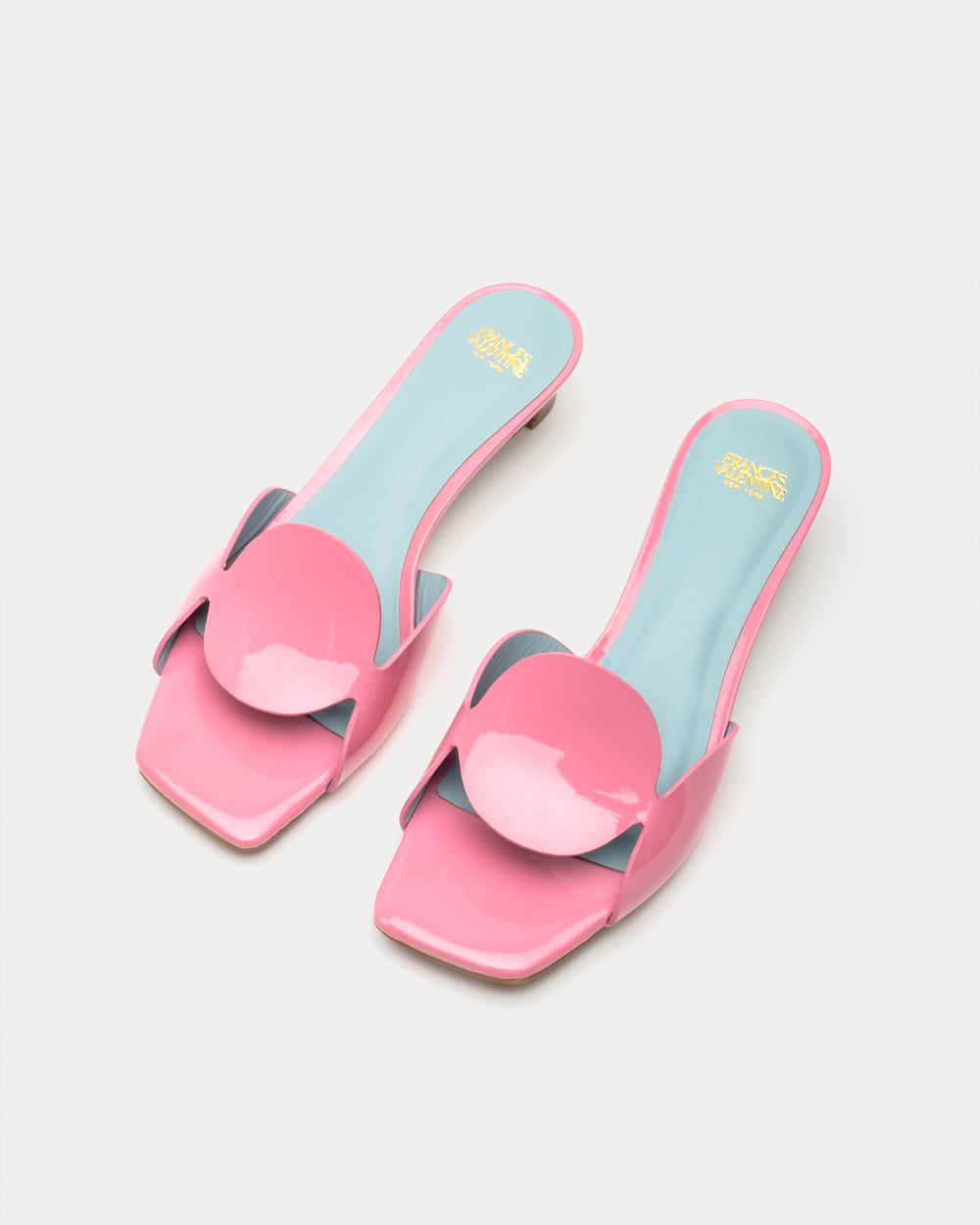 Sandy Circle - Slide Patent Pink Heels Frances Valentine